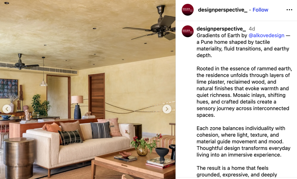 A Pune home shaped by tactile materiality, fluid transitions, and earthy depth